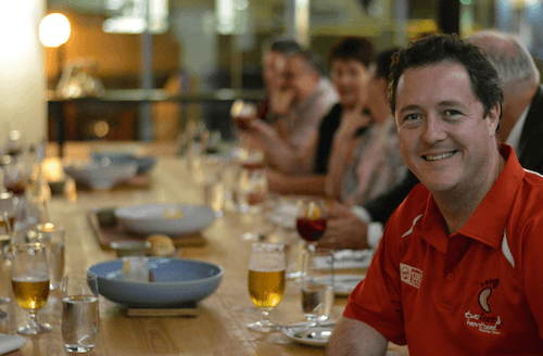Plated entrée and wine at a fine Perth restaurant on the Progressive Dinner